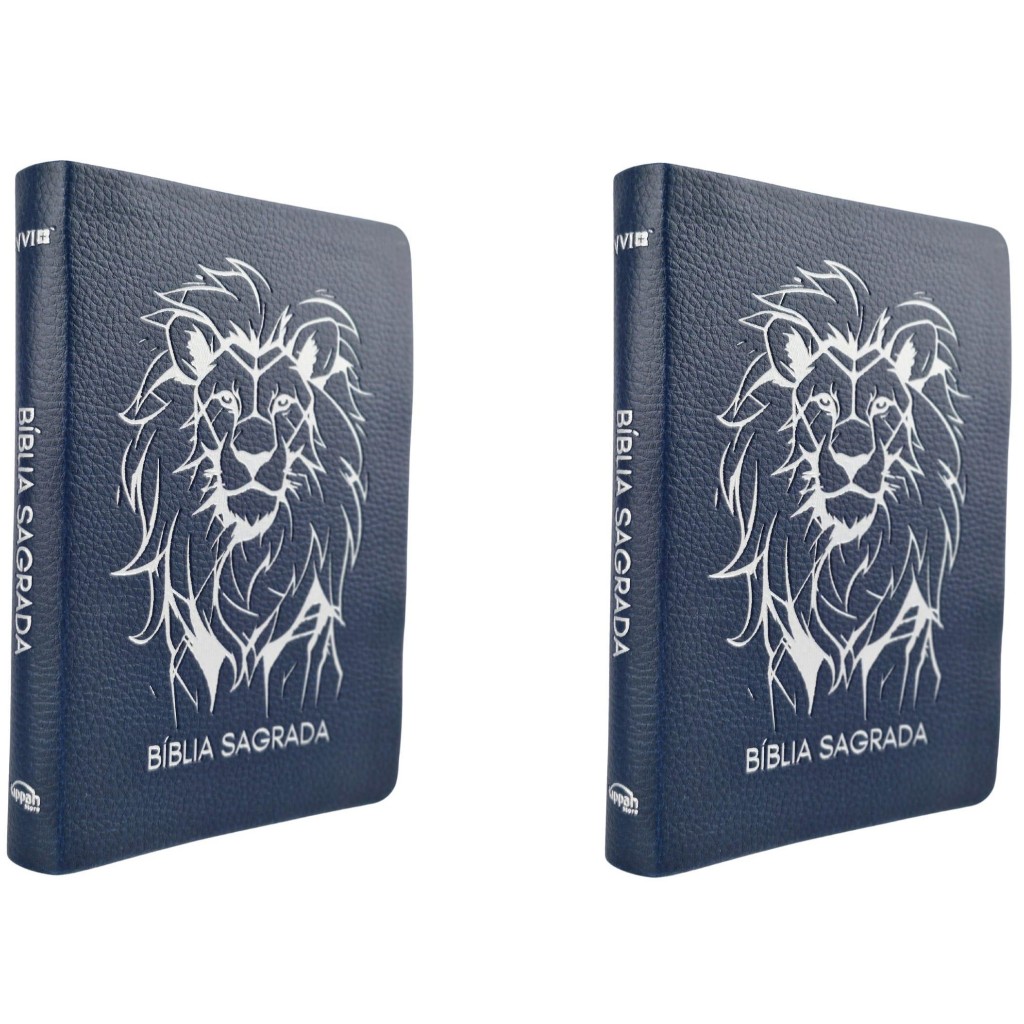 Kit Bíblia Sagrada NVI | Luxo Couro Soft Flexível | Leão Davi Azul 2 Unidades em Oferta na Shopee