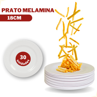 30 Pratos 18cm Sobremesa Melamine Resistente Pratinho Buffet Lanche Café da Manhã em Oferta na Shopee