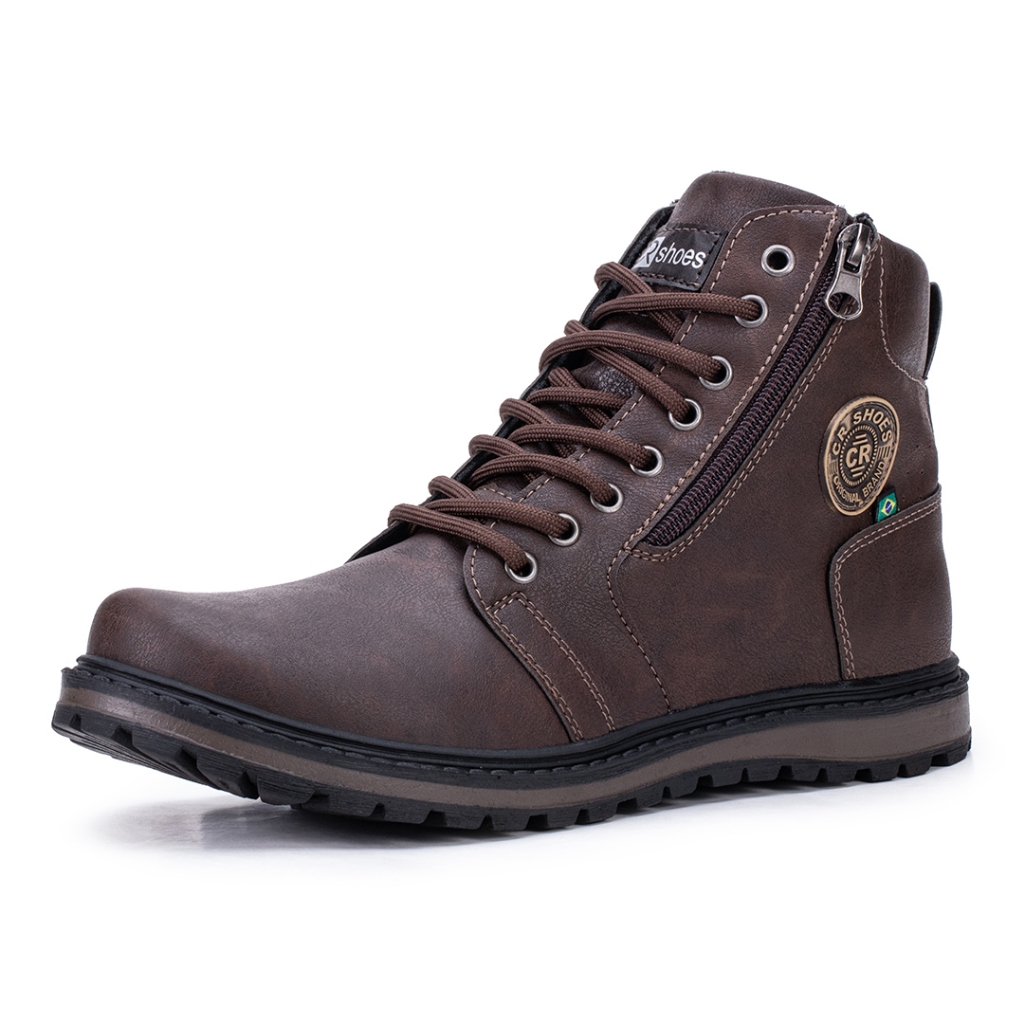Coturno Masculino Branco Com Ziper Modelo Novo Crshoes Promoçao 9013 — imagem 2 de 2