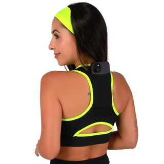 Top Feminino Fitness De Academia e Corrida Com Bolso Porta Celular em Oferta na Shopee