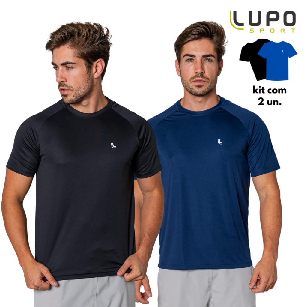 Kit 2 Camiseta Básica Lupo Masculina Fitness Dry Academia Sport