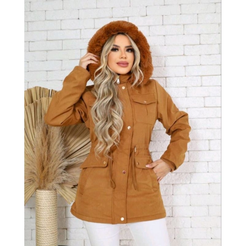 Jaqueta Parka Casaco  Sobretudo forrada Feminina P ao g5 B em Oferta na Shopee