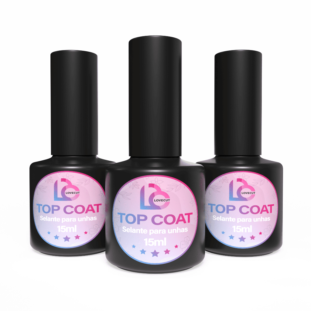 Kit Blant Base Top Coat Selante Blindagem Gel de Unha Acrigel Manicure Profissional 15ml LoveCut