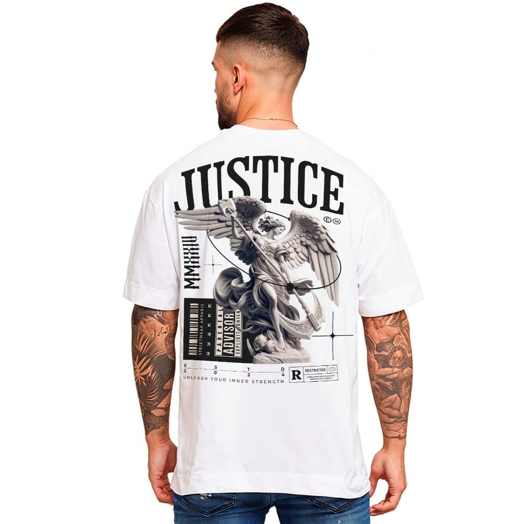 Camisa Camiseta Oversized Streetwear Anjo AngelicJustice Premium Fio 30.1penteado 100% Algodão ref-00002
