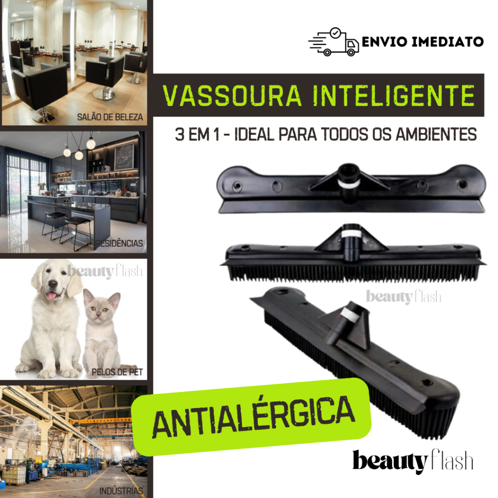 Vassoura Silicone 3 Em 1 Antialérgica Cabeleireiro Barbeiro Petshop Tira Pelos