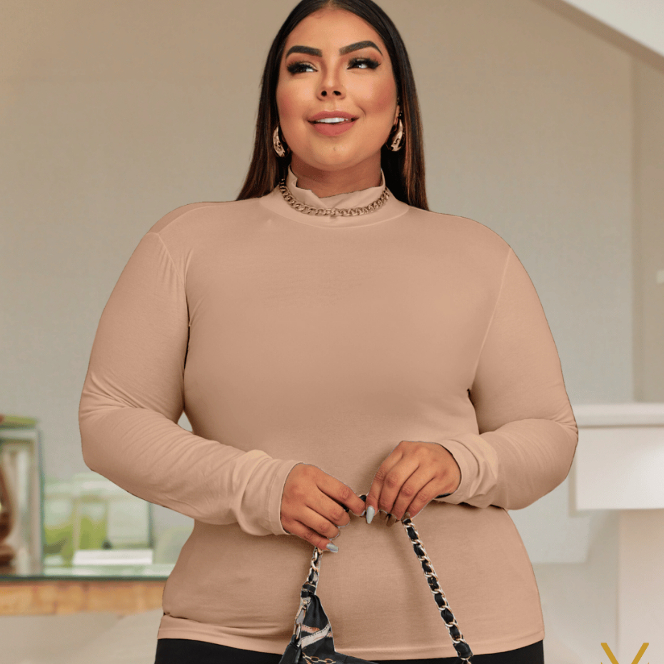Blusa Segunda Pele Plus Size Gola Alta Feminina