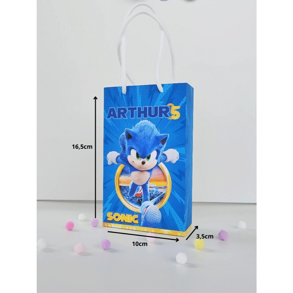 Sacolinha  Personalizada Festa Sonic - Festa Aniversário Sonic  - Surpresa - Lembrancinha - Mimos Personalizados
