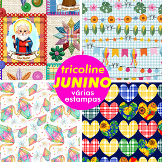 Tecido Tricoline Premium 100% Algodão Juninos  (50cm x 1,40m) 🧵 Festa Junina! Envio Rápido 🚚 em Oferta na Shopee