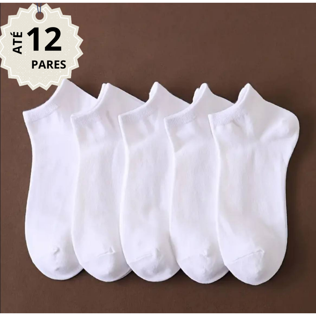 KIT 3 a 12 PARES Meias Colegial INFANTIL Brancas Algodão em Oferta na Shopee