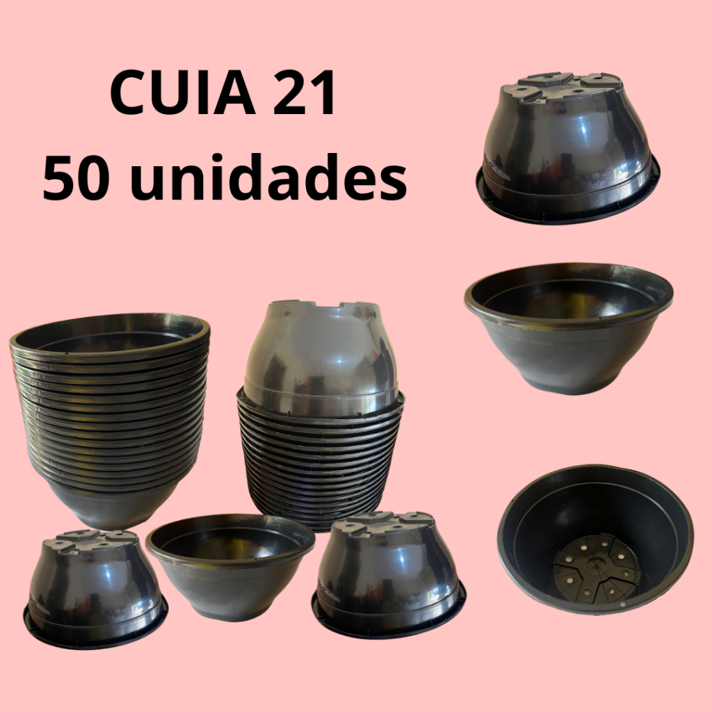 Kit com 50 Cuias 21 Preta Lisa p/ Plantio/Cultivo/Plantas Pendentes/Mudas em Oferta na Shopee