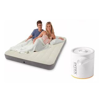 Colchão Queen Intex Fiber Tech #64103 com Bomba de Inflar Elétrica USB Intex QuickFill 150 #66616