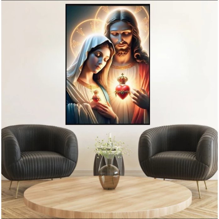 Quadro Decorativo Sagrado Coração de Jesus Quarto Sala Escritório Religioso Fé Cristão Decoração
