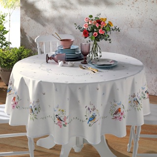 Toalha Mesa Redonda 8 Lugares Dohler Impermeavel Jardim Bege em Oferta na Shopee