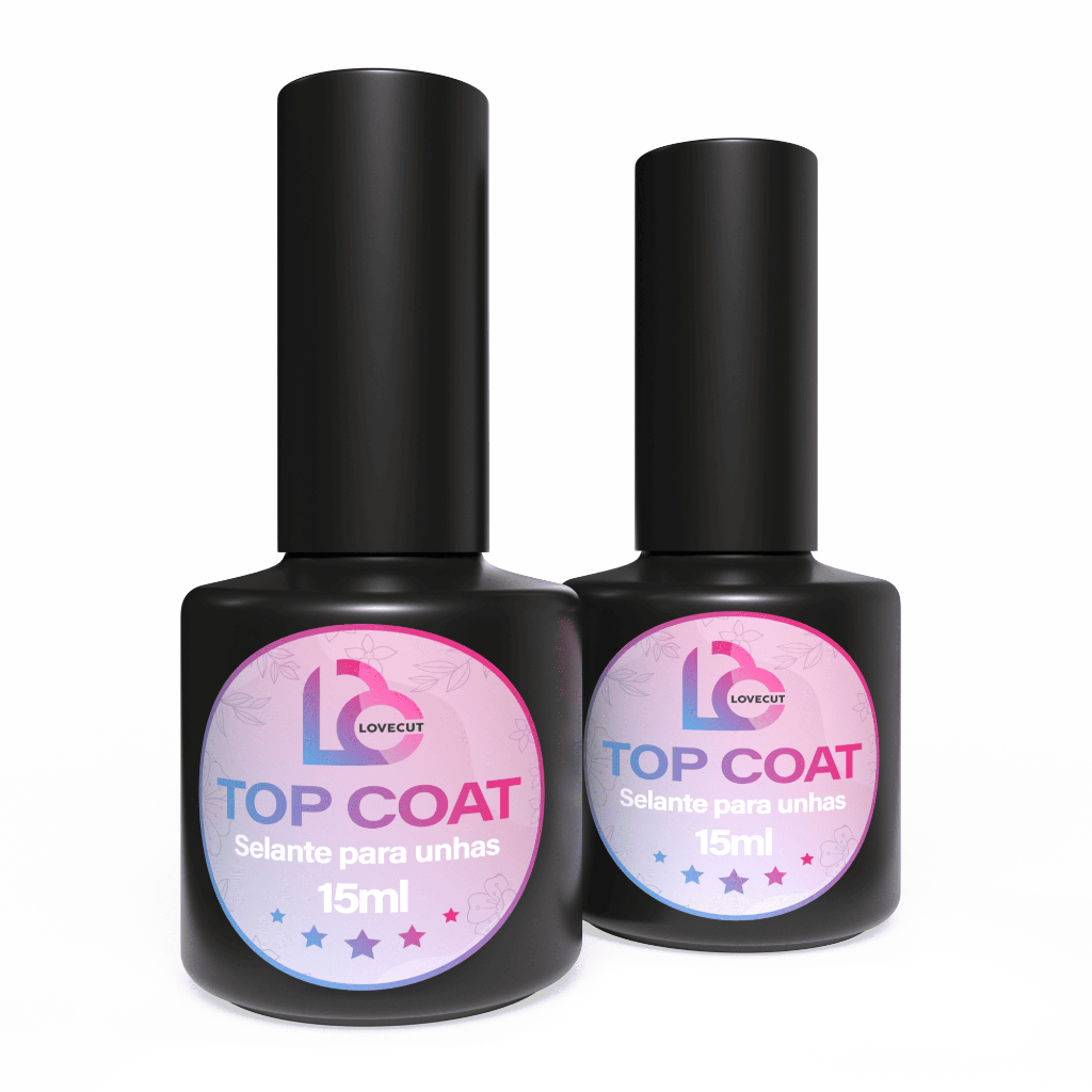 Kit 02 Blant Base Top Coat Selante Blindagem Gel de Unha Acrigel Manicure Profissional LoveCut