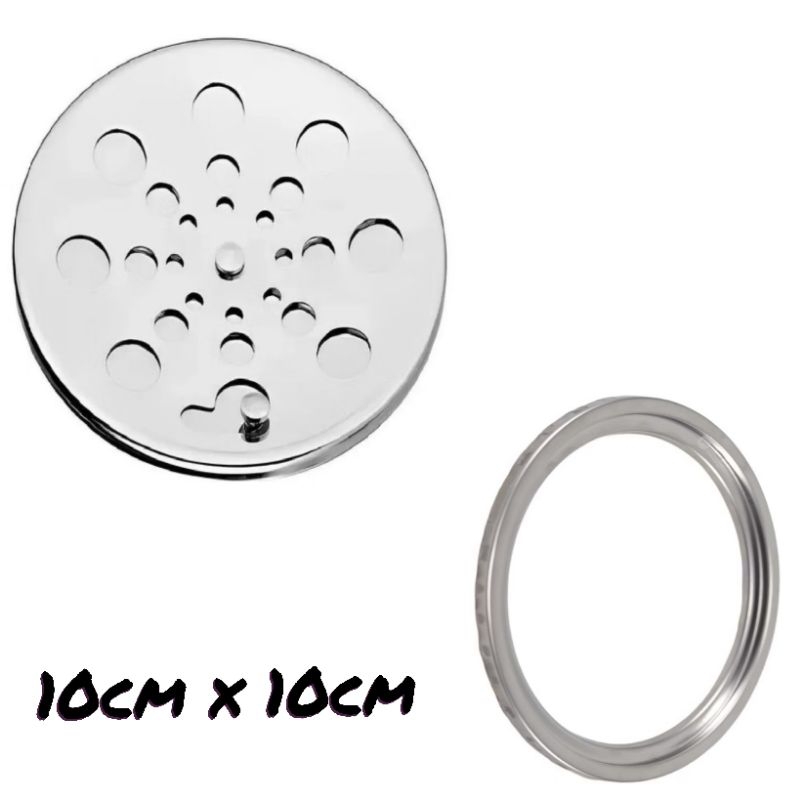 Ralo Tampa Grelha Inox Para Banheiro ou Area Gourmet Redondo 10x10 Com Fecho E Com Caixilho
