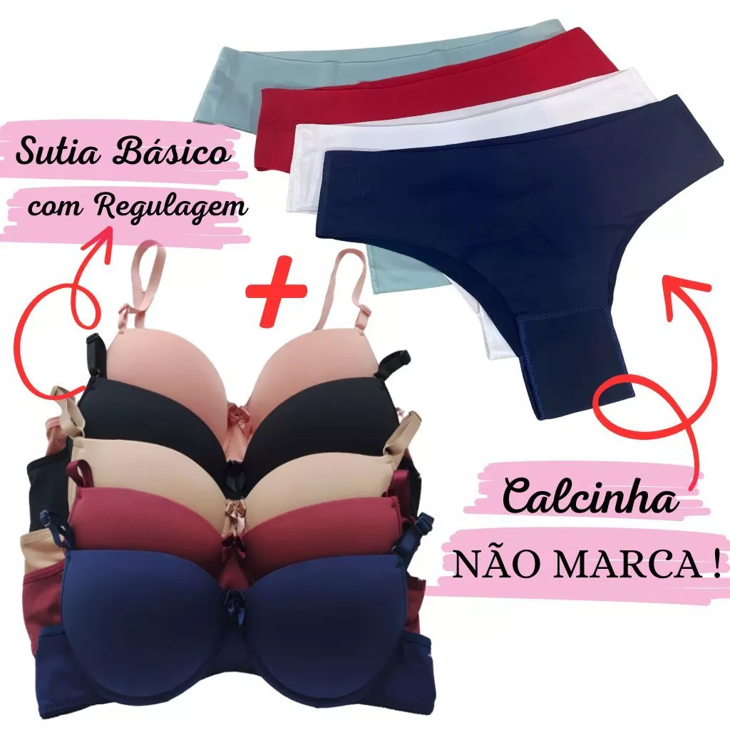 Kit 5 Sutiãs Básico + Kit 5 Calcinhas Corte a Laser Premium Nao Marca