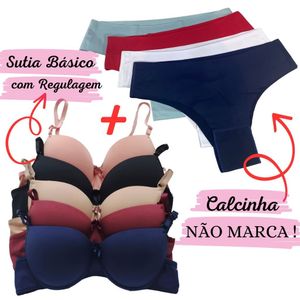 Kit 5 Sutiãs Básico + Kit 5 Calcinhas Corte a Laser Premium Nao Marca