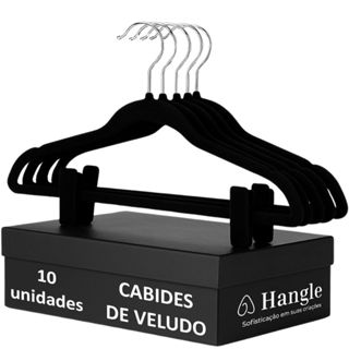 Kit 10 Cabide De Veludo Resistente Com Presilha Aveludada Premium com Gancho giratório em Oferta na Shopee