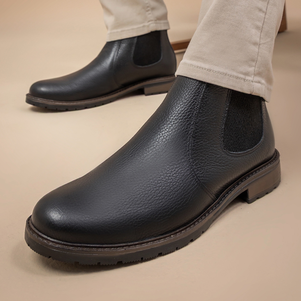 Detalhes do Bota Chelsea Masculina Vittal Couro Legítimo Preto