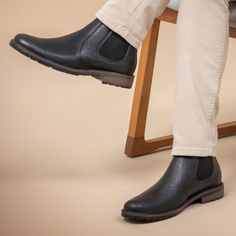 Bota Chelsea Masculina Vittal Couro Legítimo Preto