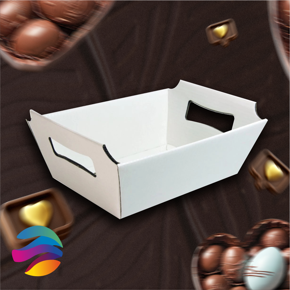CESTA PAPEL BRANCO, 330G - 5 UNID- Páscoa; Cesta de Chocolate; Café da manhã- CX002