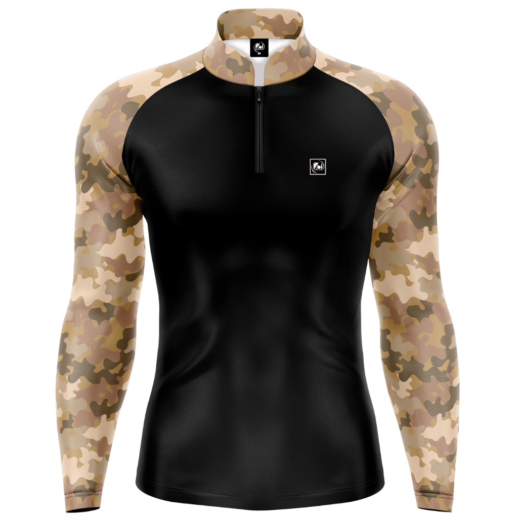 Camiseta Camisa Blusa Casual Pesca Agro Militar Bege Palha Com Zíper Proteção Uv50+ em Oferta na Shopee