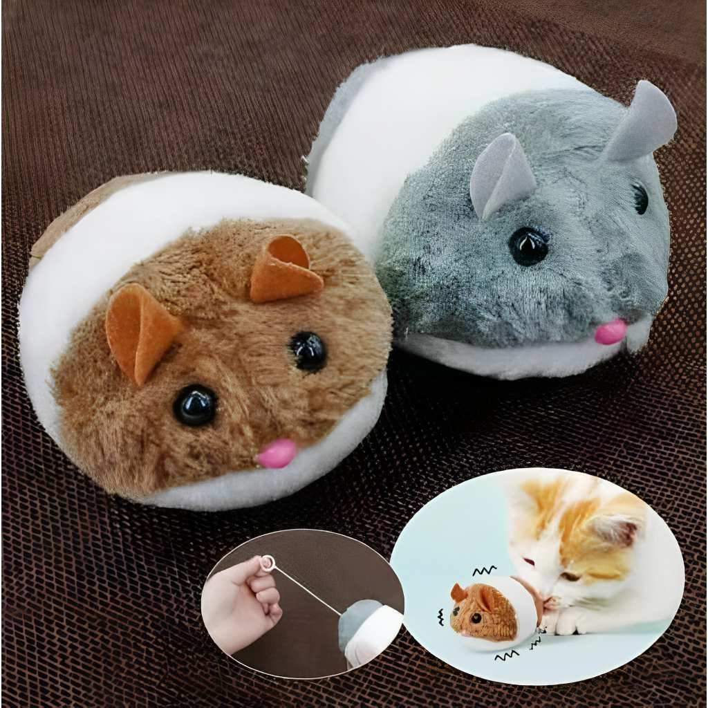 Rato Ratinho De Pelúcia Vibra Brinquedo Para Gatos Pet Interativo Pull String Com Catinip