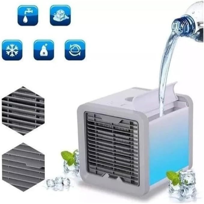 Mini Ar Condicionado Climatizador Usb Portátil Umidificador Cor Branco E Cinza Voltagem 110v