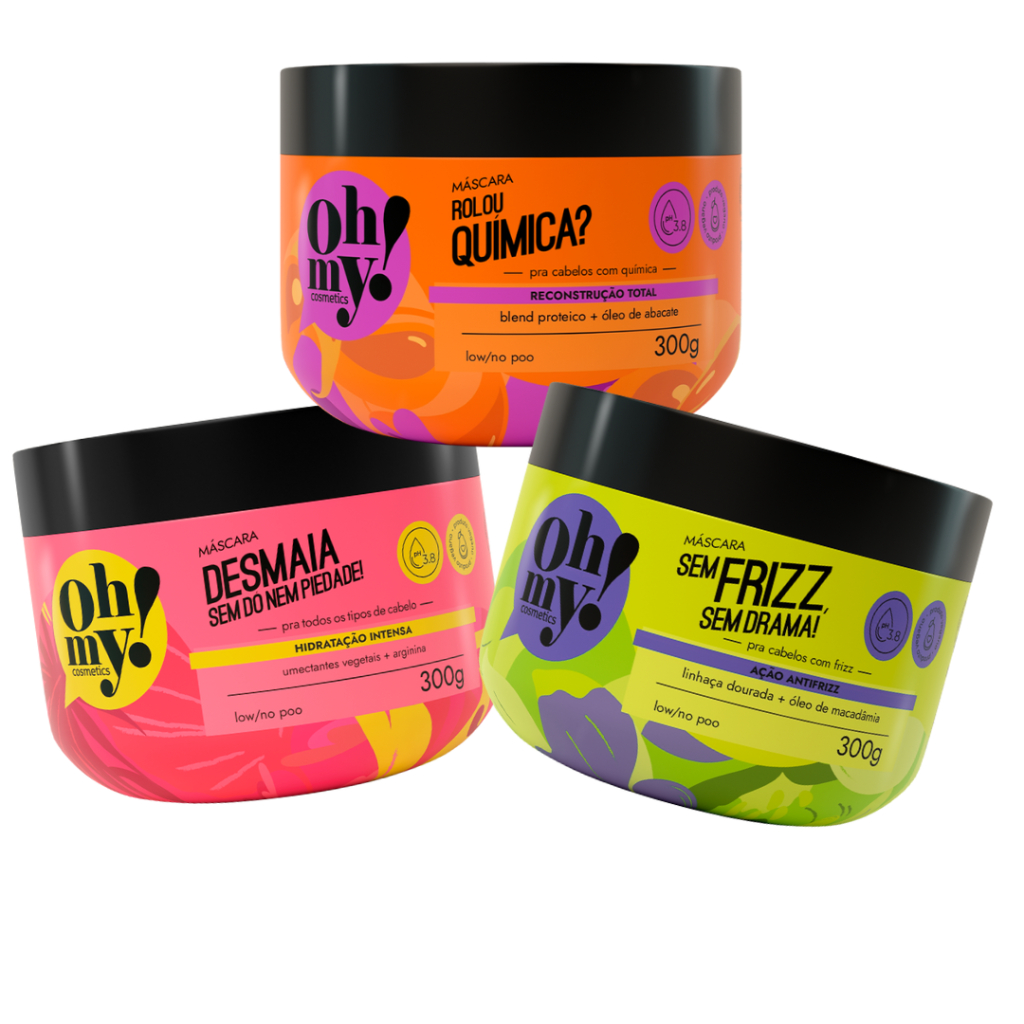 Máscara Rolou Química, Desmaia e Sem Frizz 300g Oh My Kit Cronograma para químicamente tratados
