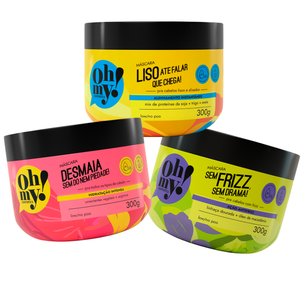 Máscara Liso + Sem Frizz + Desmaia 300g Oh My Cronograma para cabelos alisados Kit