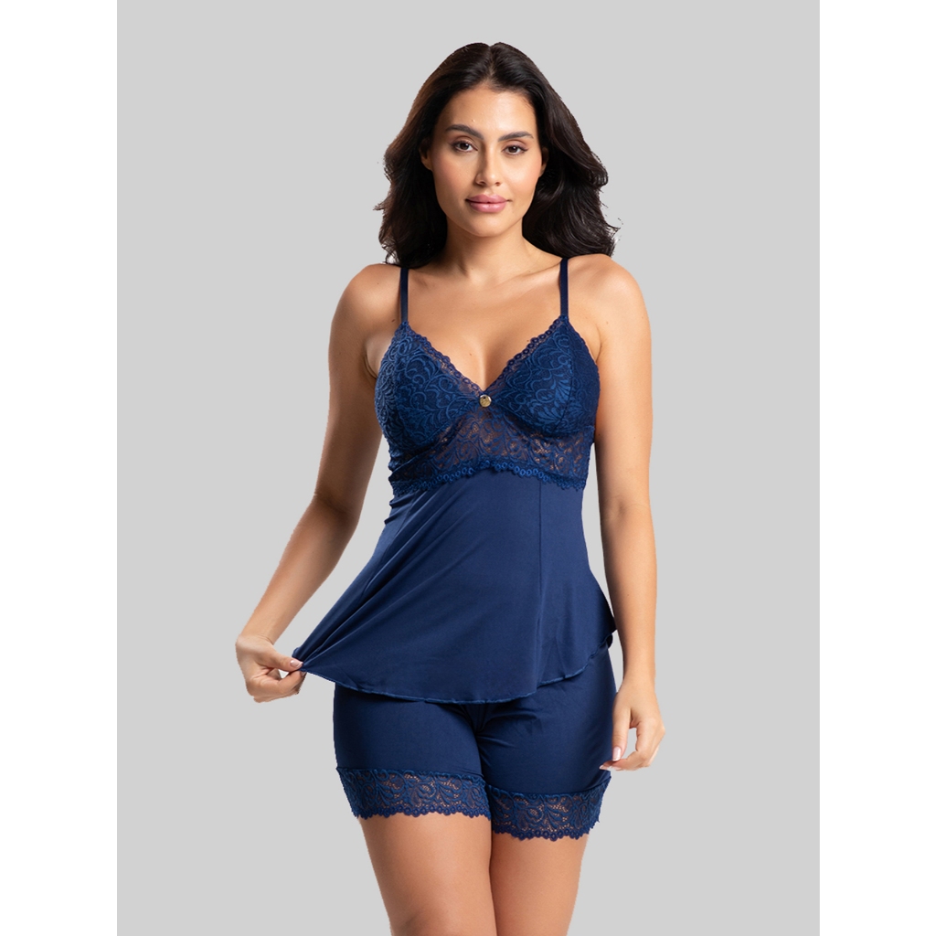Pijama Short Doll Hope IMI Lingerie – Baby Doll Feminino em Microfibra com Renda Sensual