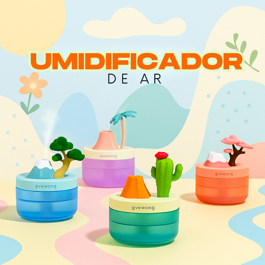 Umidificador de Ar Paisagem 340ml Difusor de Aromaterapia com LED e Design Decorativo Escr...