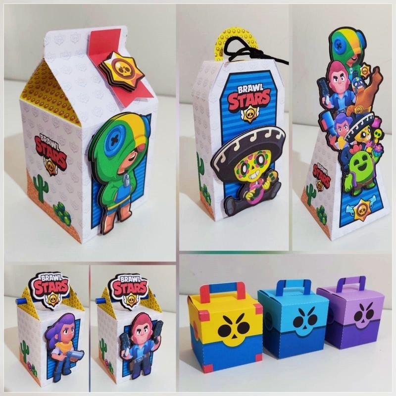 Kit Festa BRAWL STARS- Caixinhas Lembrancinha Personalizadas PEGUE E MONTE