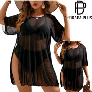 DRAPA PLUS - SAIDA DE PRAIA PLUS SIZE EM TULE COM FENDA em Oferta na Shopee