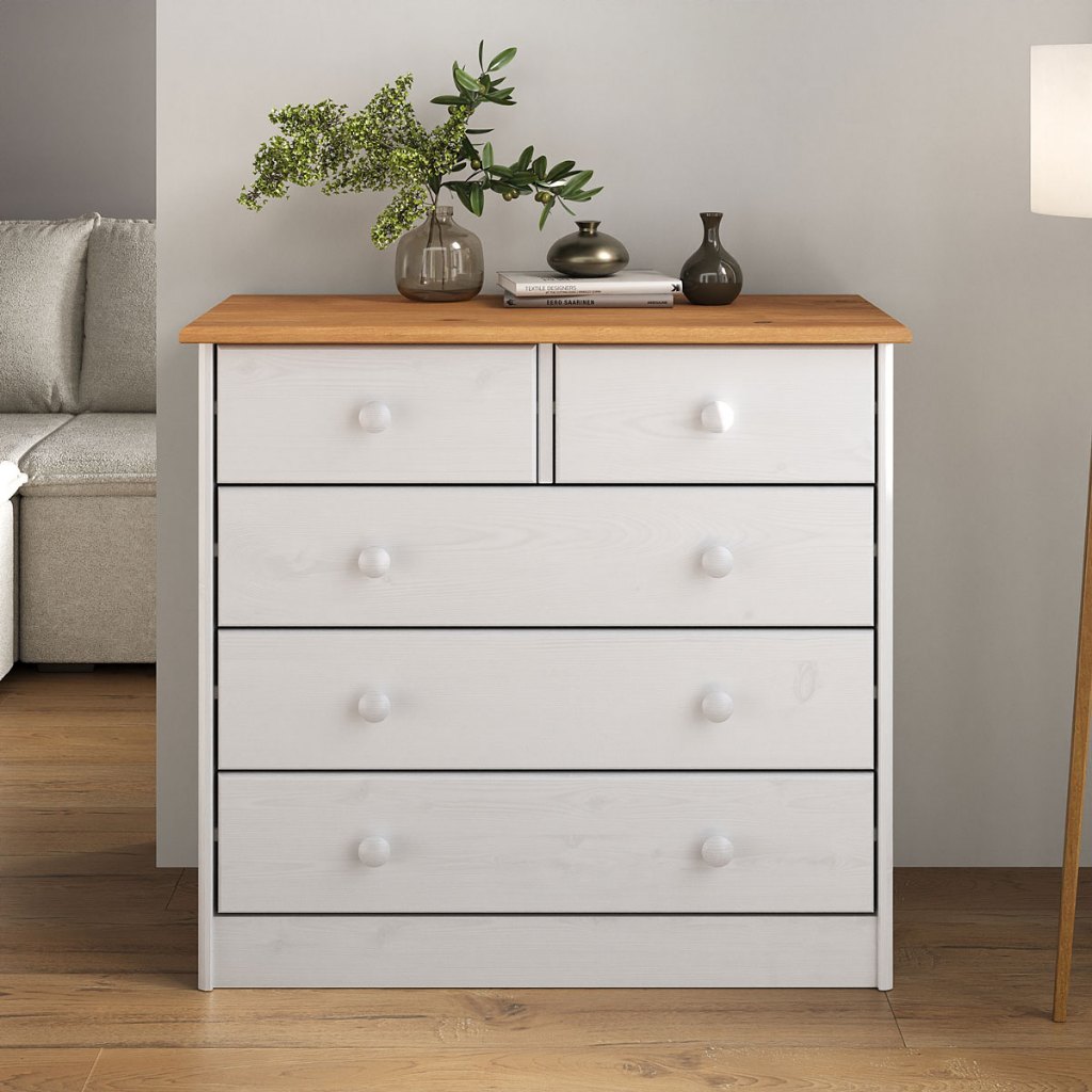 Cômoda Madeira Maciça 5 Gavetas Rondo em Oferta na Shopee