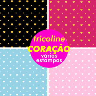 Tecido Tricoline Premium100% Algodão – 0,50m x 1,50m – Estampa de Corações em Oferta na Shopee