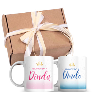 caixa convite padrinhos batismo com caneca porcelana / promovida dinda dindo madrinha consagração em Oferta na Shopee