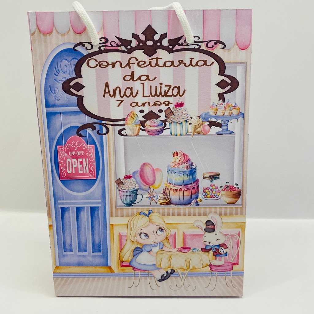SACOLINHA  DOCERIA DA ALICE  PERSONALIZADA  M/ LEMBRANCINHA DE FESTA/ANIVERSARIO