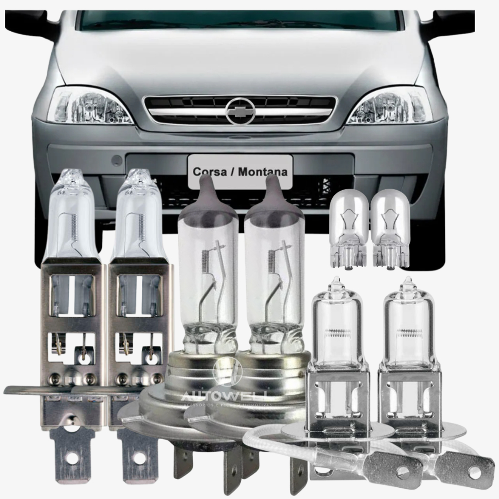 Kit Lâmpadas Farol Corsa Hatch Montana 2003 2004 2005 2006 2007 2008 2009 2010 2011 2012