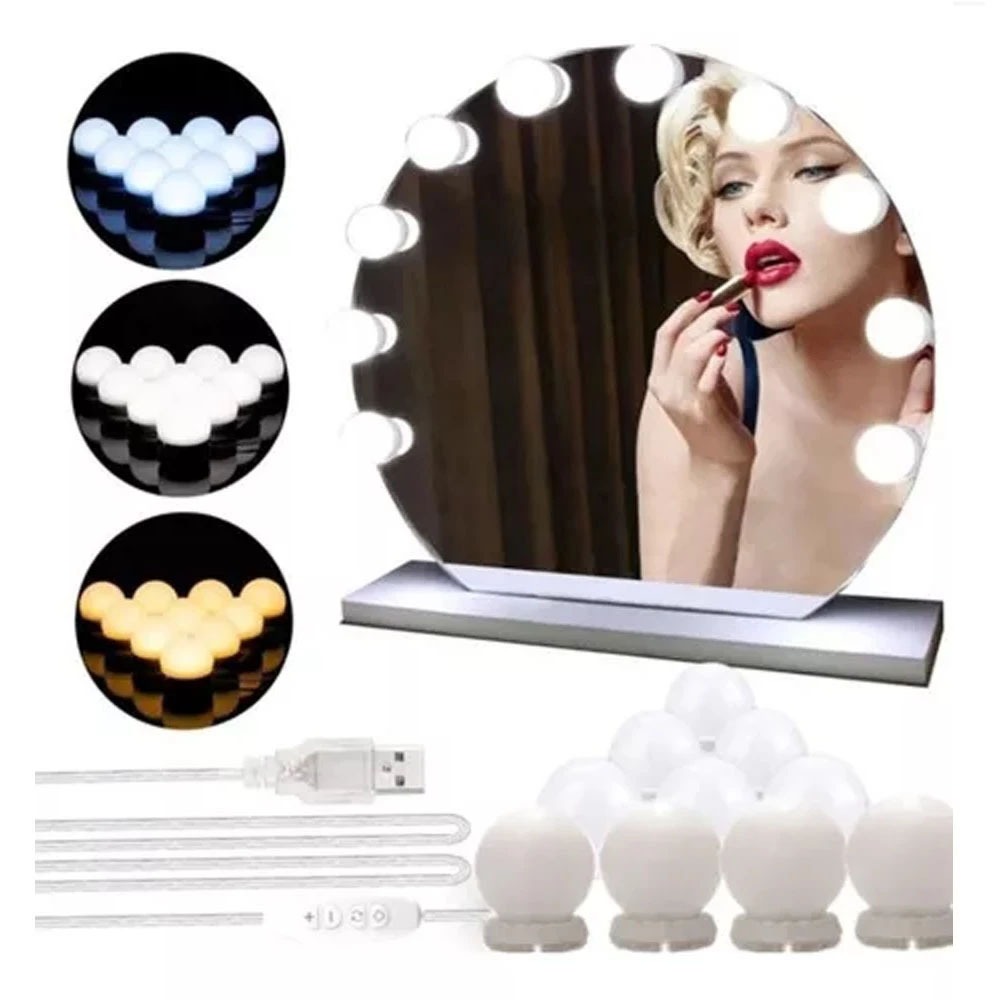 Luz De Espelho 10 Lâmpadas Maquiagem Camarim Led-Atacado em Oferta na Shopee