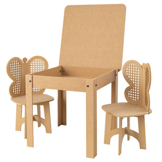 Mesa Quadrada com Compartimento 2 Cadeira Borboleta Recreação Crianças Alimentação Estudos mesinha em Oferta na Shopee
