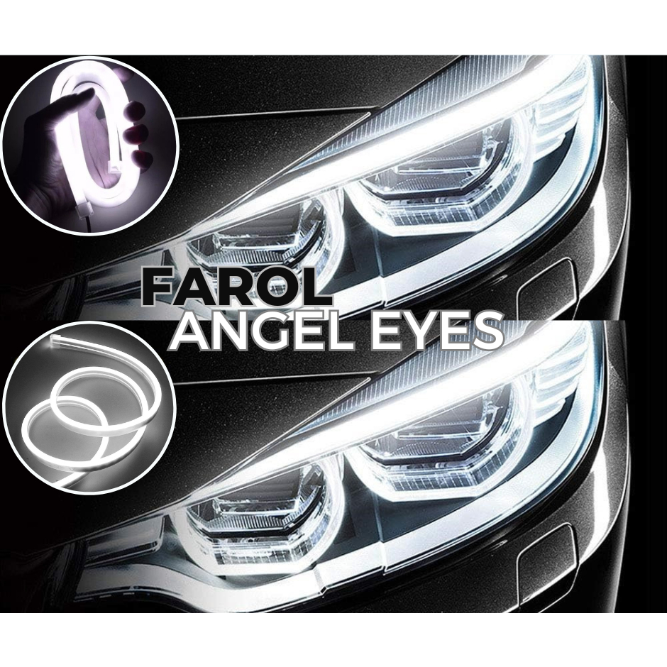 Par Fita Barra Led Drl Neon 12v Flexível Para Farol 30cm Branco Frio