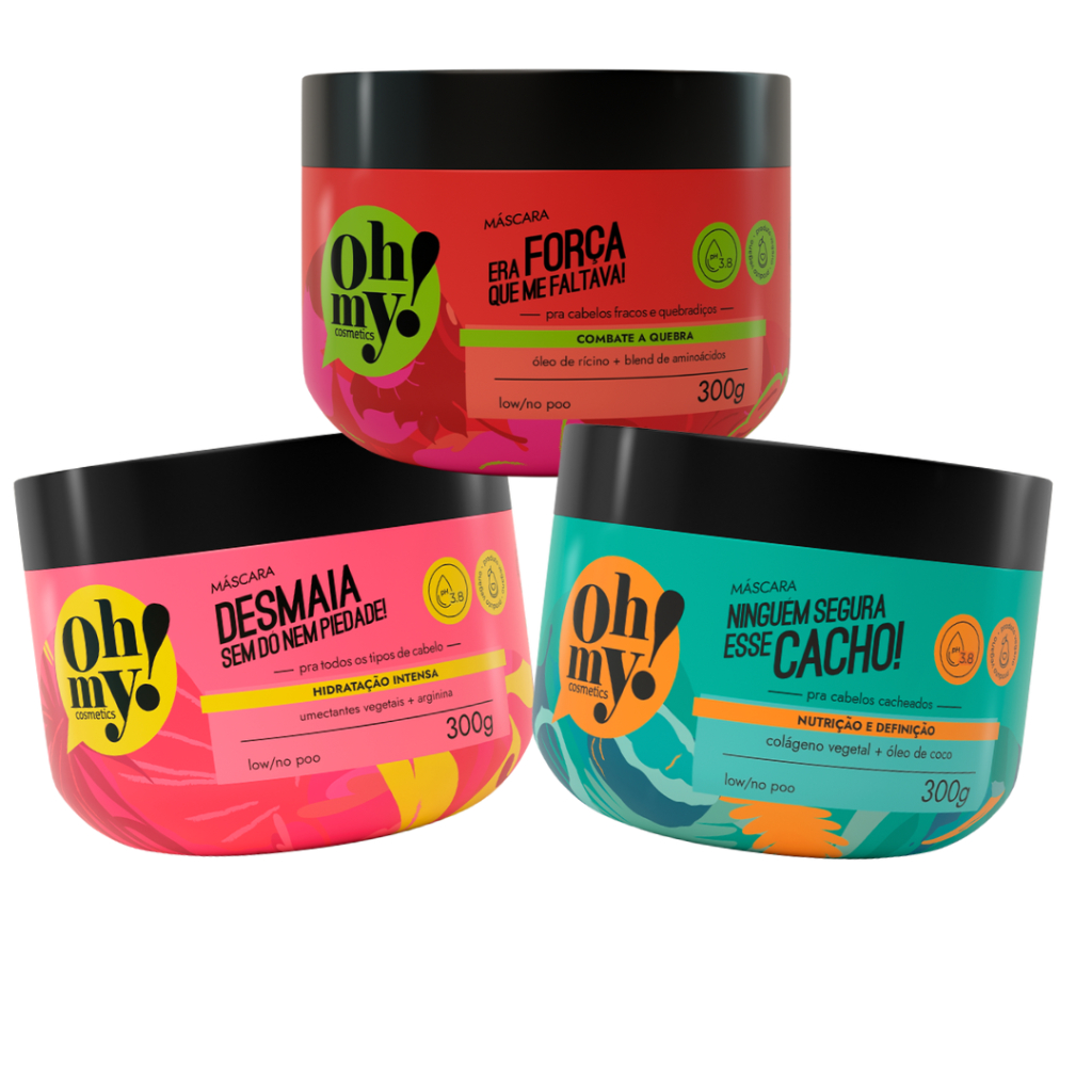Máscara Cacho + Era Força + Desmaia 300g Oh My Kit Cronograma para cabelos cacheados 300g