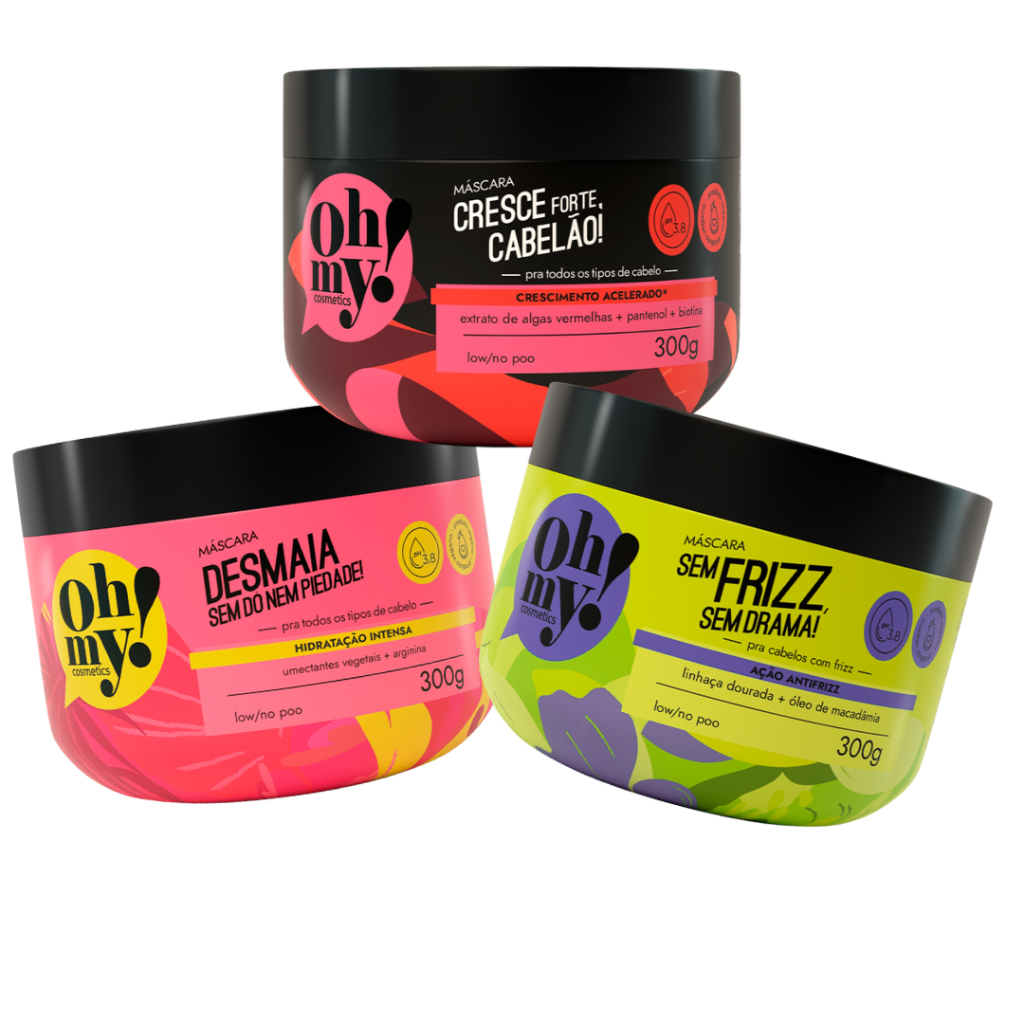 Máscara Cresce + Desmaia + Sem Frizz 300g Oh My Kit Cronograma para cabelos fracos