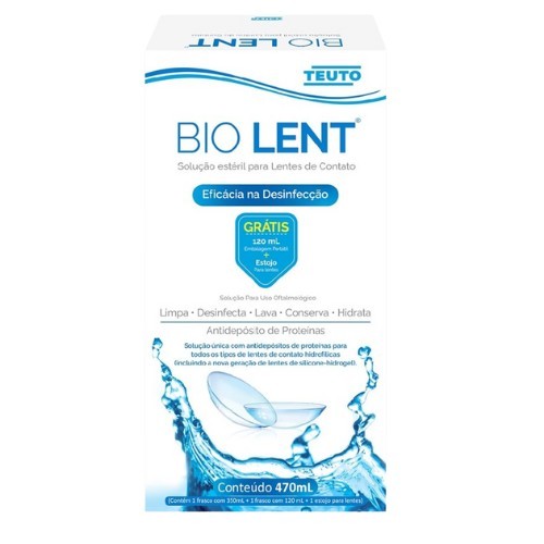 BIO LENT SOLUÇÃO ESTÉRIL P/LENTES CONTATO 350ML+120ML+ESTOJO LENTE