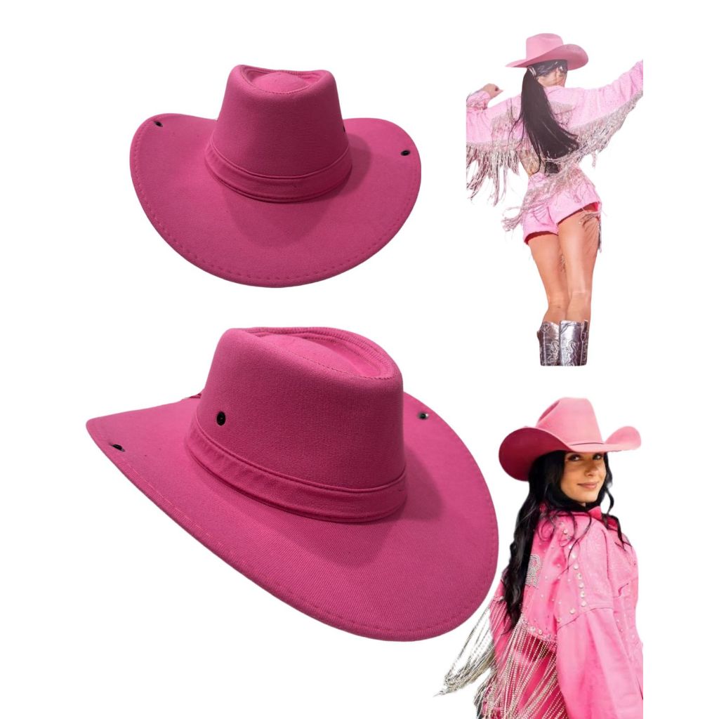 Chapéu Boiadeira Ana Castela Rodeio Country Moda Vaquejada Sertanejo Patricinha Rosa