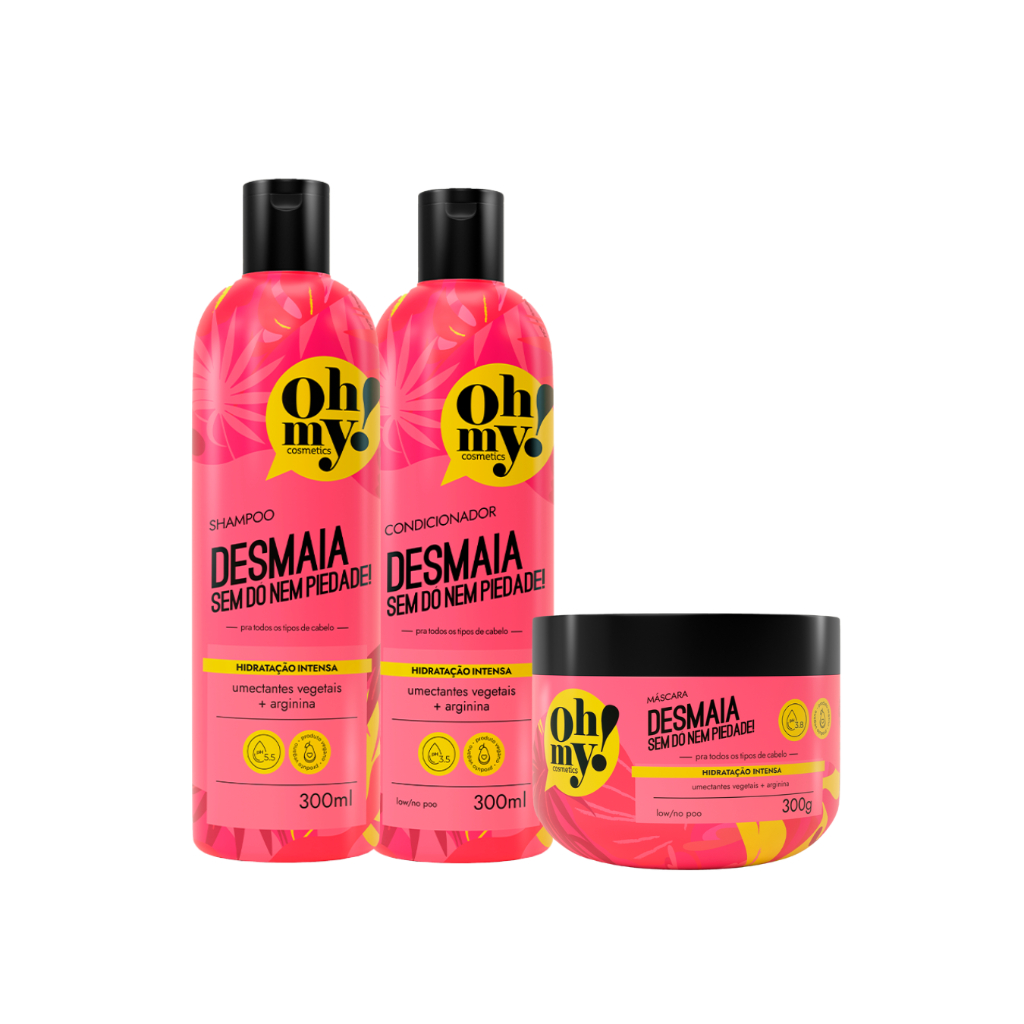 Shampoo, Condicionador e Máscara Desmaia Sem Dó Nem Piedade 300ml Oh My! Kit