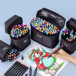 24/36/48/60/80/100/120 Cores Caneta Marcadora canetinhas coloridas Kit Com Ponta Dupla/ Bo...