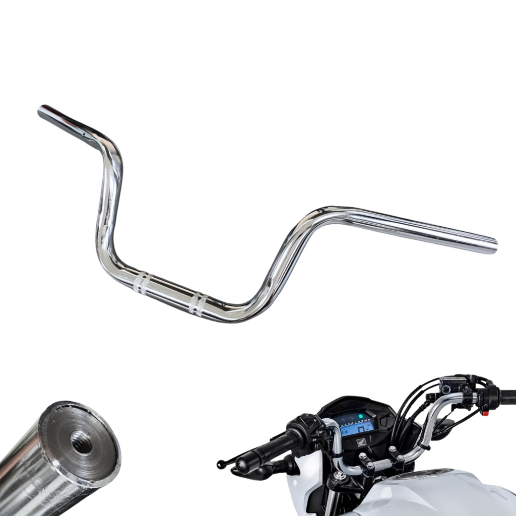 Guidão Cromado Moto CG Cargo 160 Com Suporte Para Peso em Oferta na Shopee