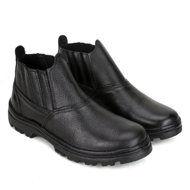 botas de trabalho em couro legítimo bico pvc em Oferta na Shopee